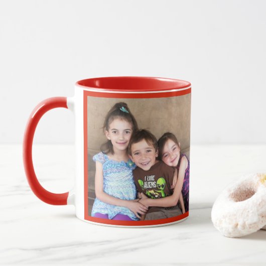 Red Personalize FOTO TEMPLATE Geschenk Kaffee Tass Tasse (Mit Donut)