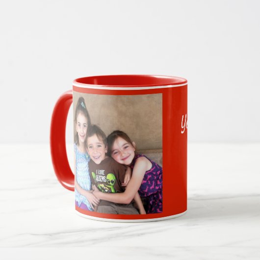 Red Personalize FOTO TEMPLATE Geschenk Kaffee Tass Tasse (Vorderseite Links)