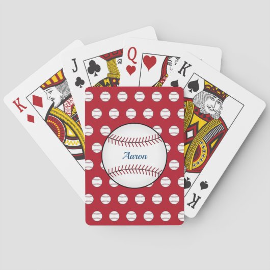 Red Personalized Baseball Classic Playing Cards Spielkarten (Rückseite)
