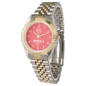 Red Personalized Custom Monogram Luxury Gift Armbanduhr (Schrägansicht)