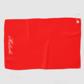 Red Personalized Golf Towel with Custom Name Golfhandtuch (Horizontal)