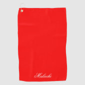 Red Personalized Golf Towel with Custom Name Golfhandtuch (Vorderseite)