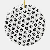 Red Pet Paw druckt Personalisiertes Cat Name Foto Keramik Ornament (Hinten)