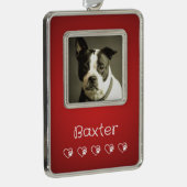 Red Pet Photo Ornament - Custom Photo Rahmen-Ornament Silber (Rechts)