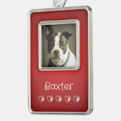 Red Pet Photo Ornament - Custom Photo Rahmen-Ornament Silber (Links)
