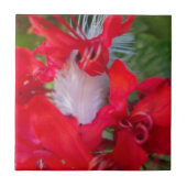 Red Petal Feather Art Print Fliese (Vorderseite)