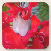 Red Petal Feather Art Print Getränkeuntersetzer (Vorderseite)