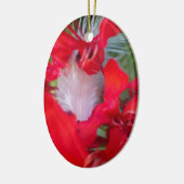 Red Petal Feather Art Print Keramik Ornament (Links)