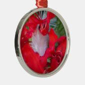 Red Petal Feather Art Print Silbernes Ornament (Rechts)
