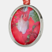 Red Petal Feather Art Print Silbernes Ornament (Links)