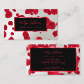 Red Petals Imitate Silver Foil Business Card Visitenkarte (Vorne/Hinten)