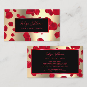 Red Petals Imitats Gold Foil Business Card Visitenkarte