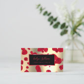 Red Petals Imitats Gold Foil Business Card Visitenkarte (Stehend Vorderseite)