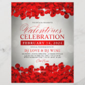 Red Petals & Rose Gray Bokeh Valentine's Club Flyer (Vorne)