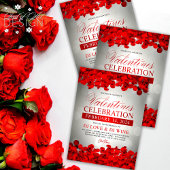 Red Petals & Rose Gray Bokeh Valentine's Club Flyer
