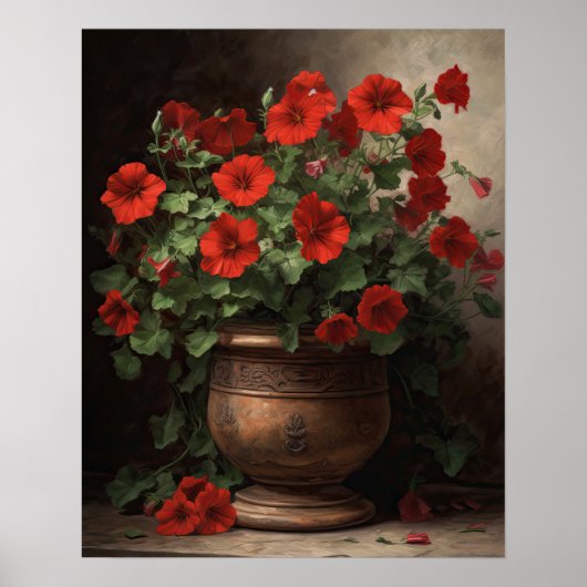Red Petunia Blume Art Print Poster (Vorne)