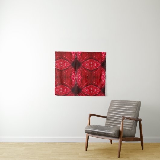 Red Petunia Ikat 4 Wandteppich (Beispiel (Horizontal))