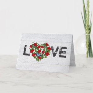 Red Petunia und Ivy Wedding Heart Karte