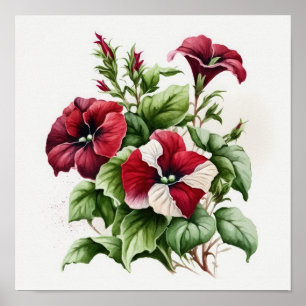 Red Petunias Blume Art Print Poster