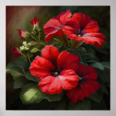 Red Petunias Blume Art Print Poster (Vorne)
