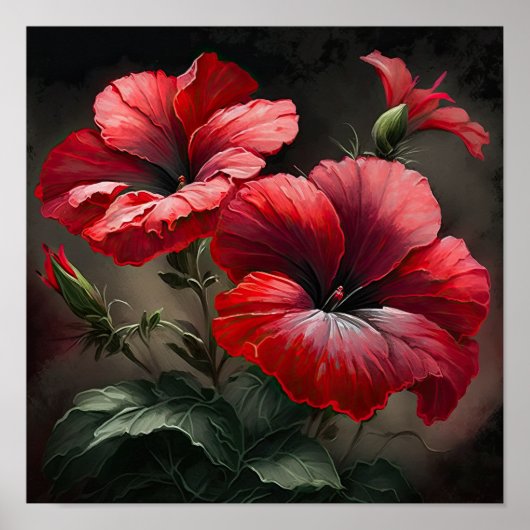 Red Petunias Blume Art Print Poster (Vorne)