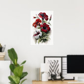 Red Petunias Blume Art Print Poster (Heimbüro)