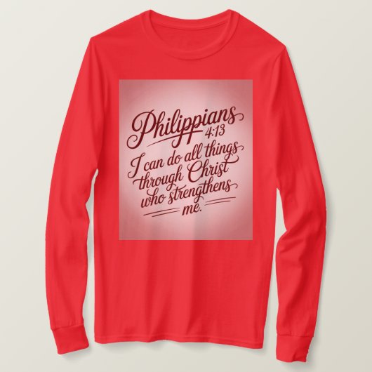 Red Philippians Bible Quote T-Shirt (Design vorne)