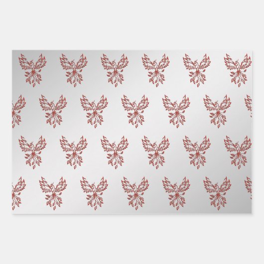 Red Phoenix erhöht Silber Geschenkpapier Set (Vorderseite 3)