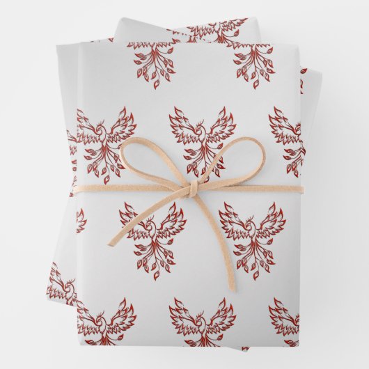 Red Phoenix erhöht Silber Geschenkpapier Set (Beispiel)
