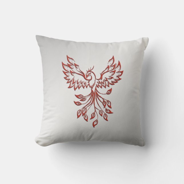 Red Phoenix erhöht Silber Kissen (Vorderseite)