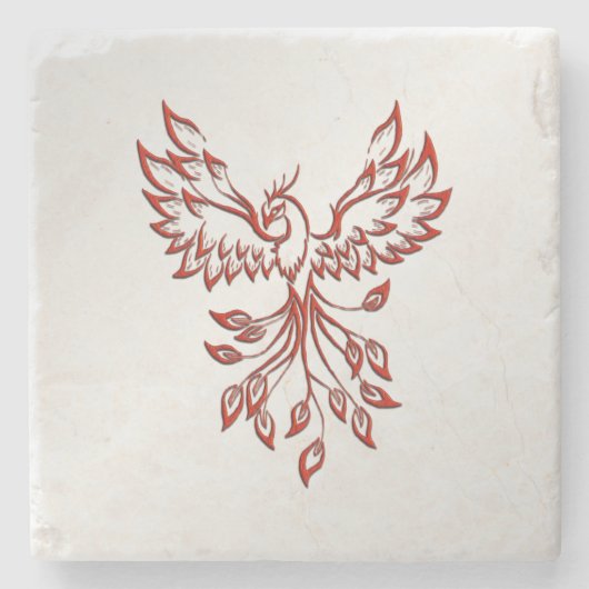 Red Phoenix erhöht Silber Steinuntersetzer (Vorderseite)