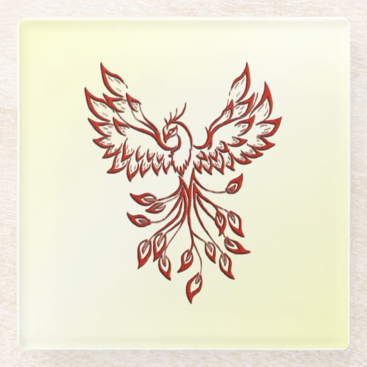 Red Phoenix Erhöhungen Glasuntersetzer (Vorderseite)