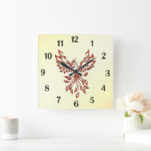 Red Phoenix Erhöhungen Quadratische Wanduhr (Zuhause)