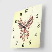 Red Phoenix Erhöhungen Quadratische Wanduhr (Winkel)