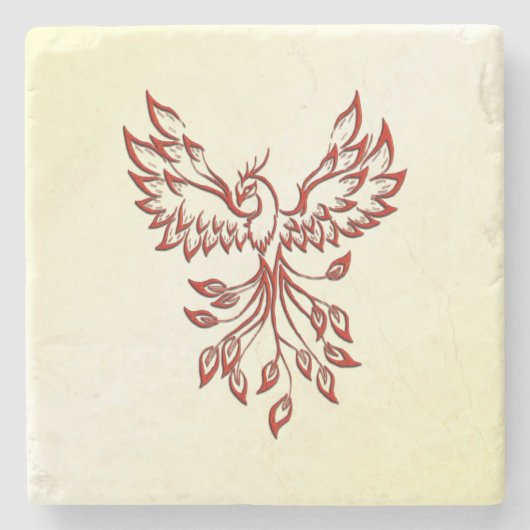 Red Phoenix Erhöhungen Steinuntersetzer (Vorderseite)