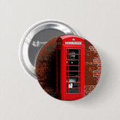 Red Phone Box London England UK Button (Vorne & Hinten)