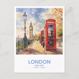 Red Phone Boxes - Save the Date in England Postkarte