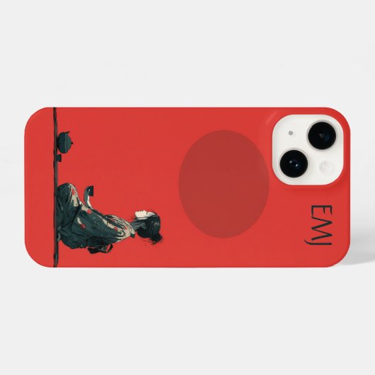Red Phone Case mit Anime Girl | Personalisierbar iPhone Hülle (Rückseite (Horizontal))