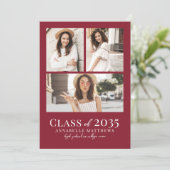 Red Photo Collage Graduation Ankündigung (Stehend Vorderseite)