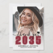 Red Photo Graduation Dankeskarte (Vorderseite)