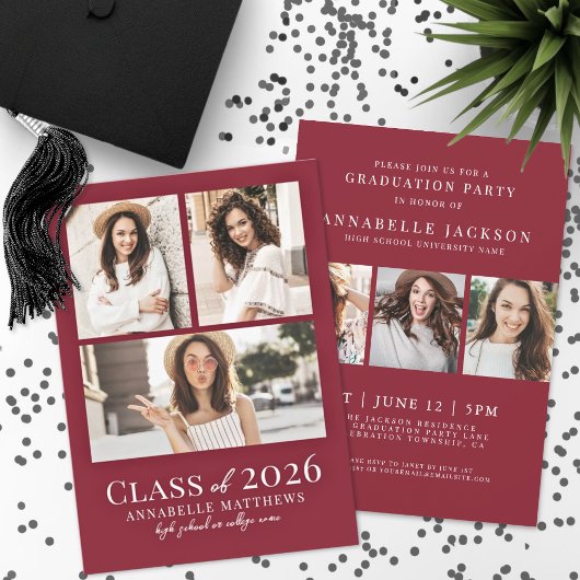 Red Photo Graduation Party Invitation Einladung
