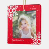 Red Photo Holiday Ornament with Snowflakes (Links)