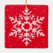 Red Photo Holiday Ornament with Snowflakes (Rückseite)