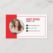 Red Photo QR Code Connect With Me Modern Visitenkarte (Vorderseite)