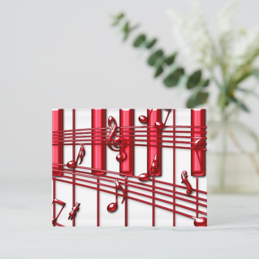 RED PIANO KEYBOARD POSTKARTE (Stehend Vorderseite)