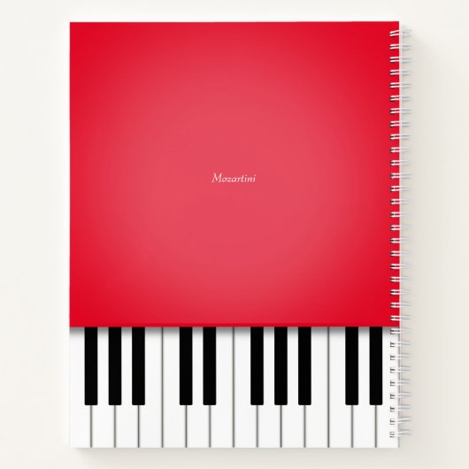Red Piano Music Keyboard Custom Notebook Notizblock (Rückseite)