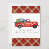 Red Pick-up Truck und Tree Flat Christmas Card Ankündigung (Vorderseite)