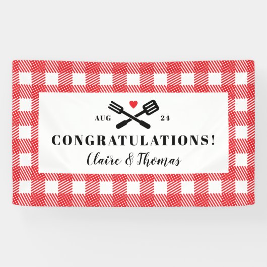 Red Picnic Karierte Tuch Ich tue GRILLEN Willkomme Banner (Horizontal)