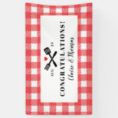 Red Picnic Karierte Tuch Ich tue GRILLEN Willkomme Banner (Vertikal)