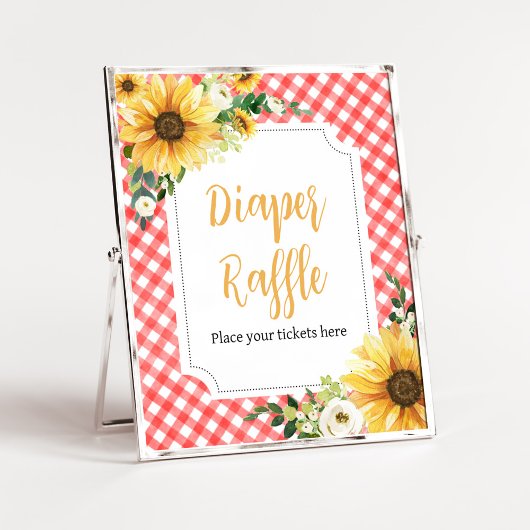 Red Picnic Sunflower Baby Dusche Windelwanne Winde Poster